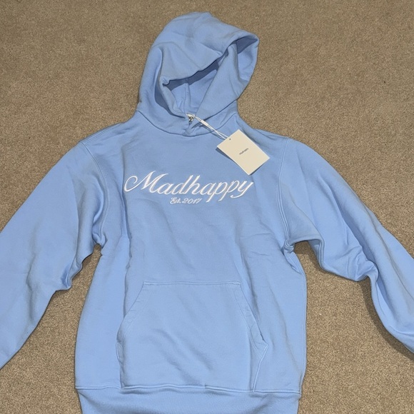MADHAPPY Powder Blue Script Hoodie - Picture 2 of 10